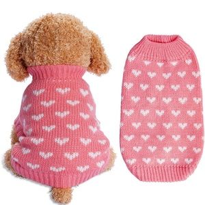 Dog Knitted Sweater for Small Cats and Dogs (Pink, Small)